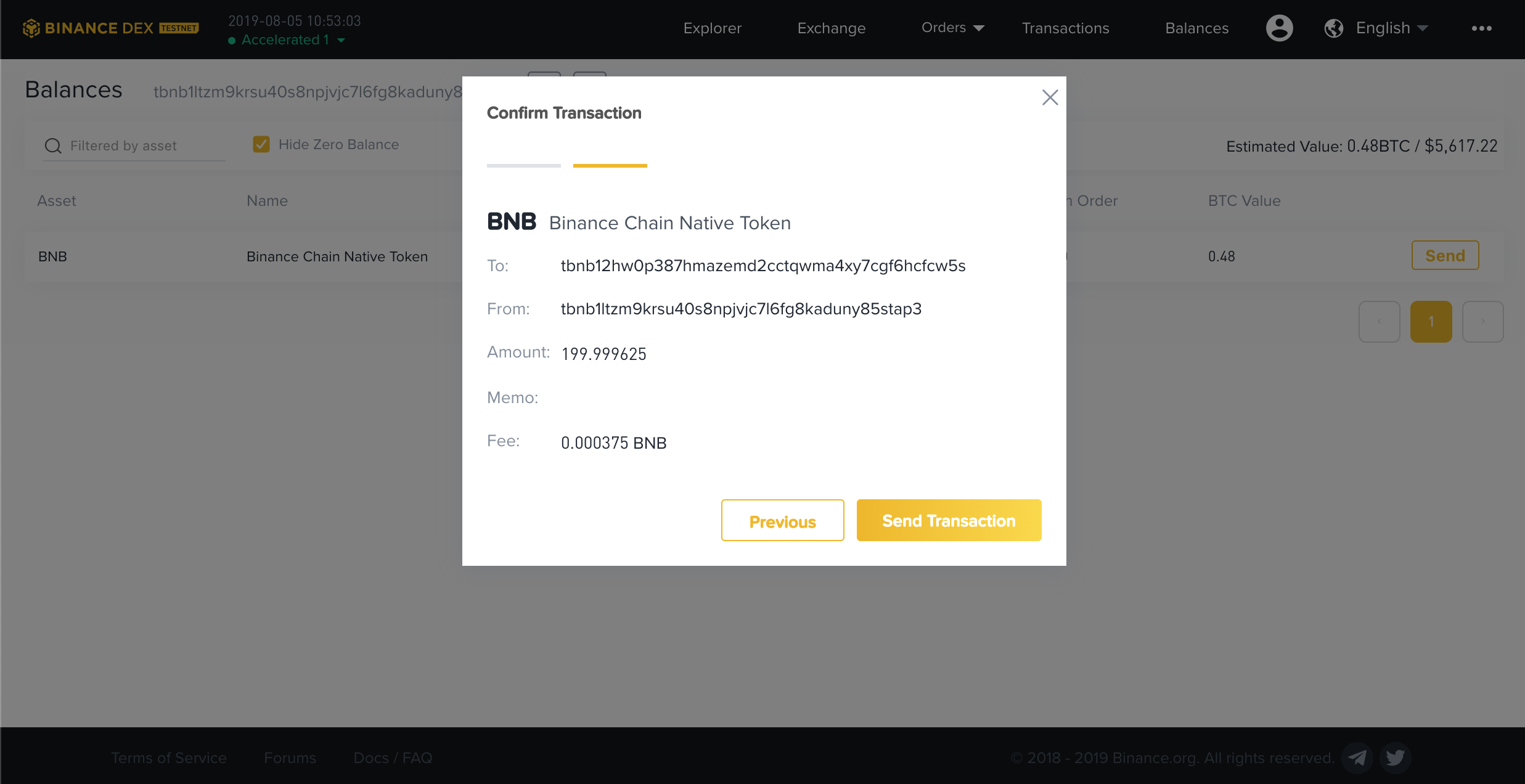 Confirm transaction