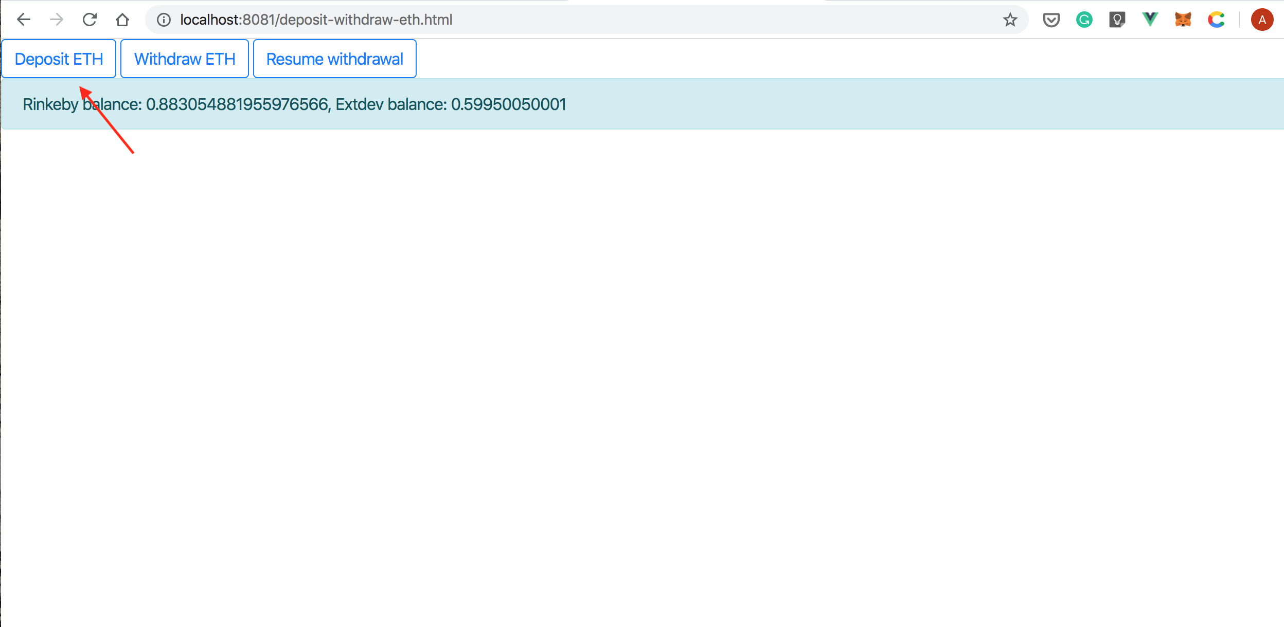 Deposit ETH to Extdev