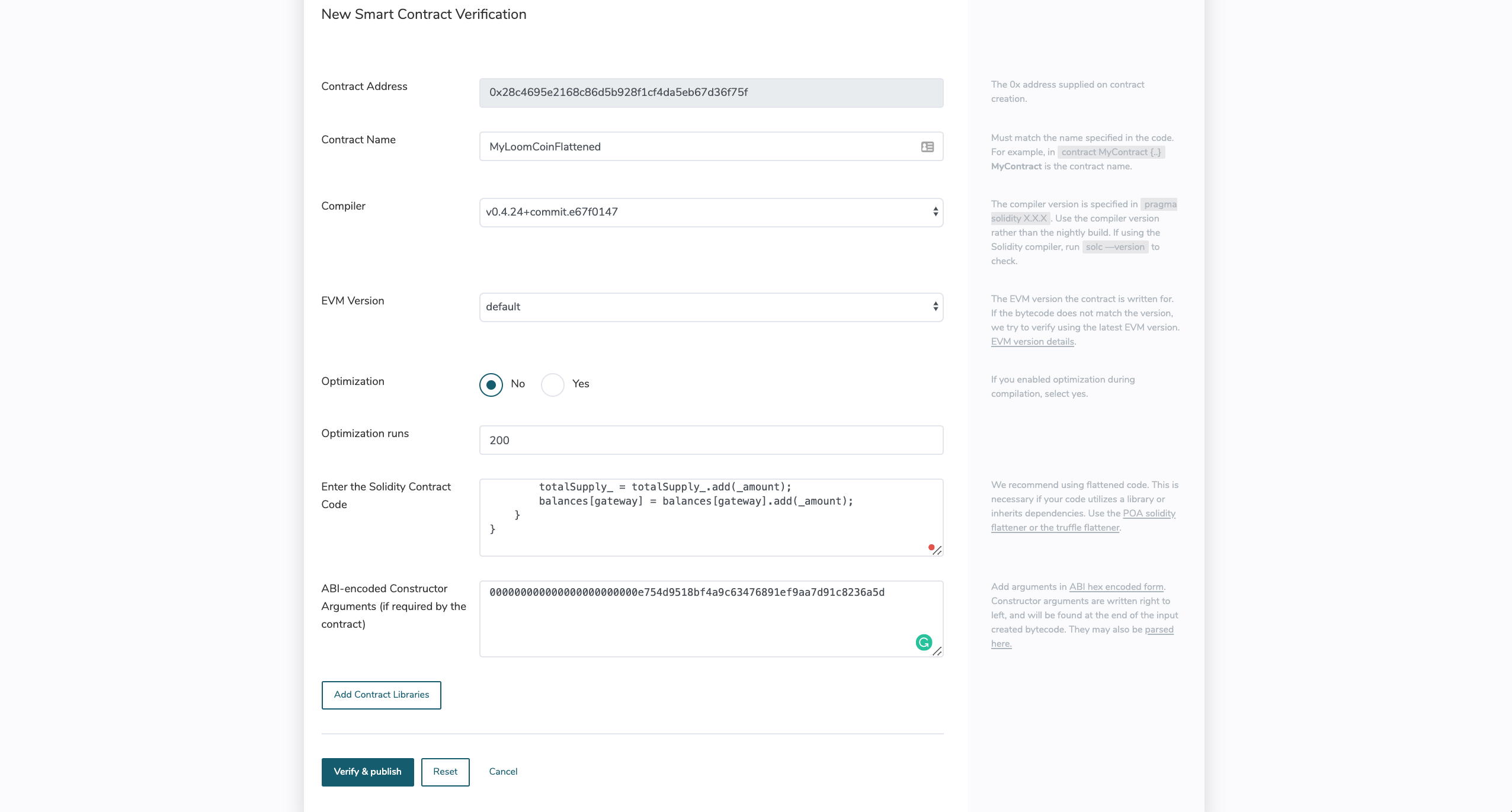 New Smart Contract Verification