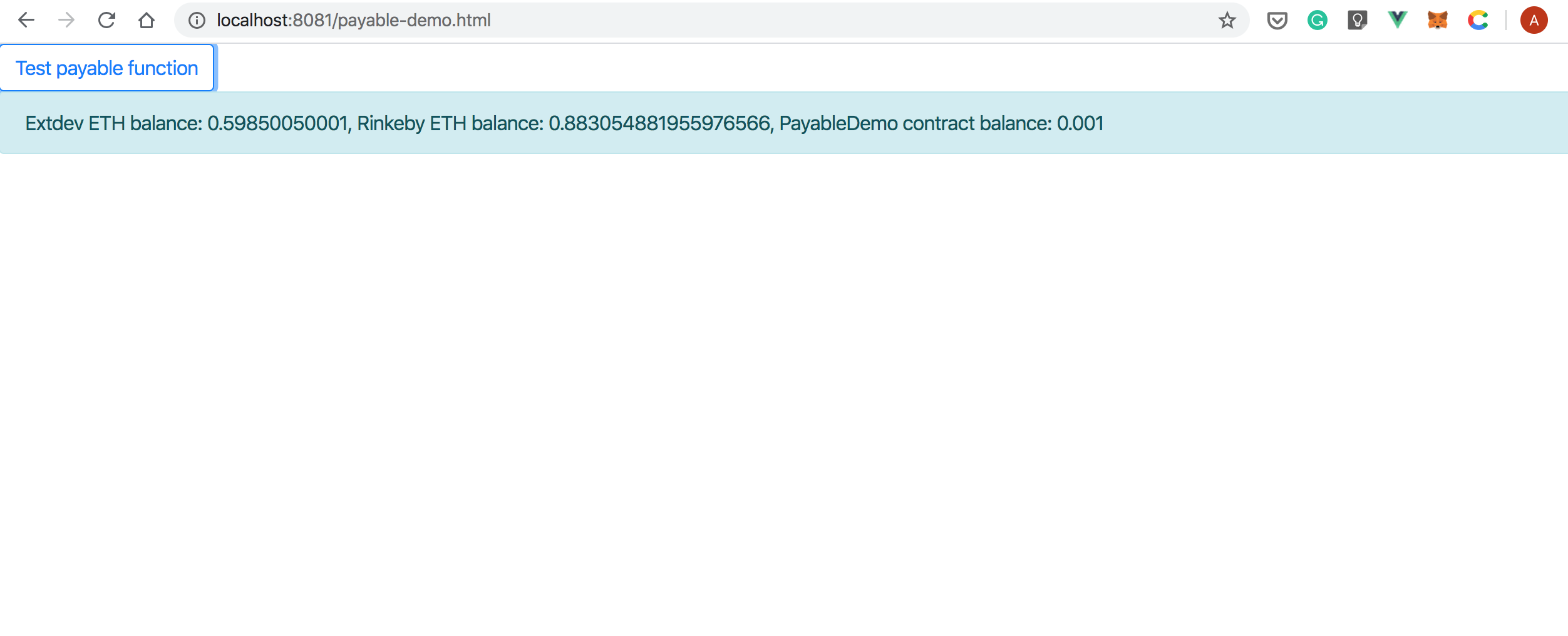 Payable Demo Contract Updated Balance