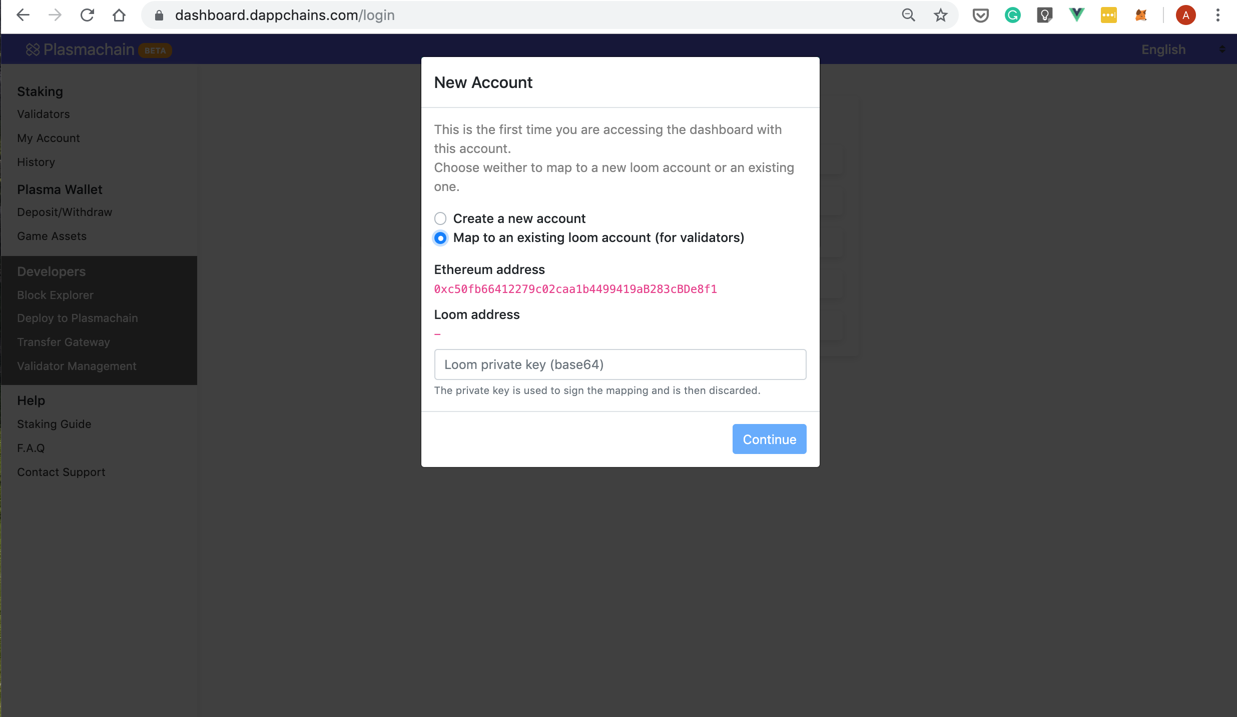 Input your private key