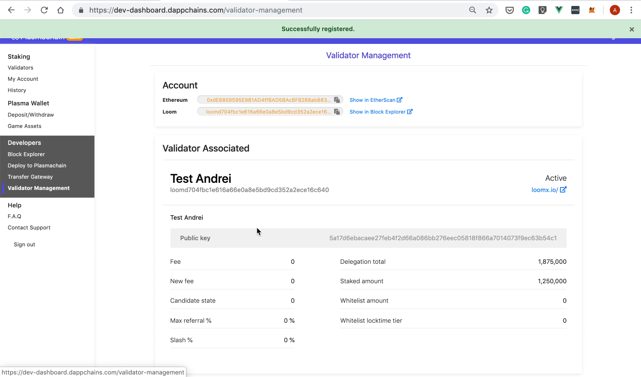 Sign Message Add Validator